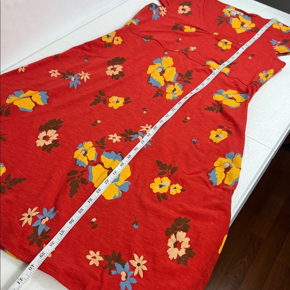 TOAD & CO Size L Rosemarie Dress Floral Print Orange Tencel/Organic Cotton EUC - Picture 6 of 9